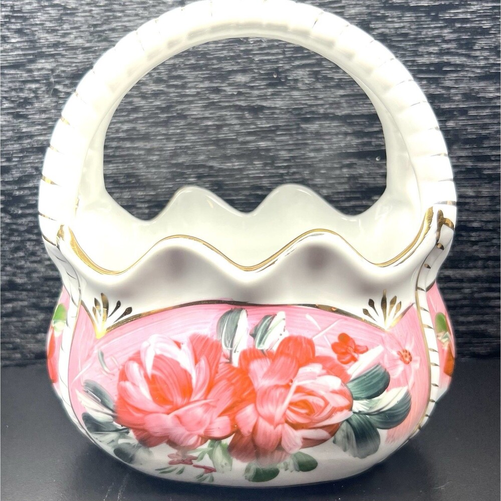 Formalities - Baum Bros -Victorian Purse- Rose Patterned Vase-Gold Tone Accents